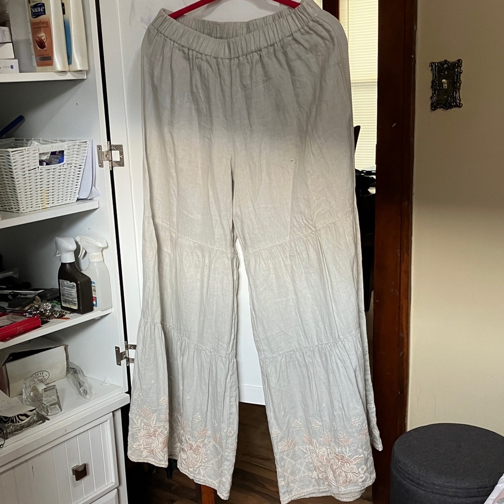 Johnny Was Cream Wide-Leg Pants